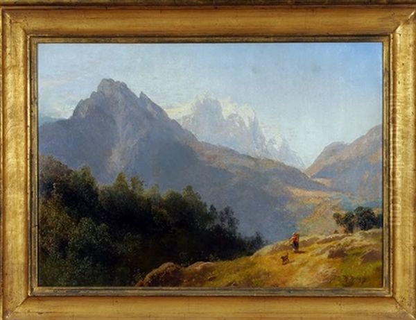 Mountain Landscape With Figure And Dog - view 1