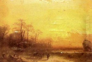 Winter Sunset Holland by Hermann Herzog