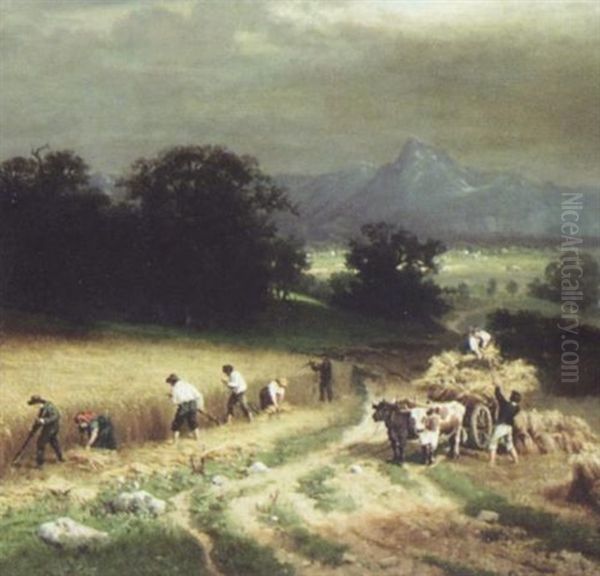 Wheat Harvesting Beside A River - view 1