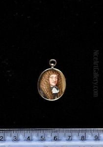 A Gentleman, Wearing Black Cloak, White Lace Jabot And Black Ribbon Bow And Long Curled Natural Wig.