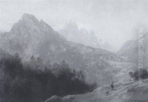 Mountainous Landscape With Figure by Hermann Herzog