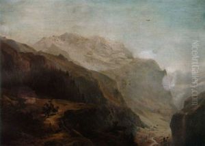 An Alpine Landscape With Cows