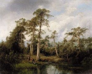 Florida Live Oaks With Deer