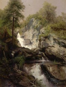 Waterfall by Hermann Herzog