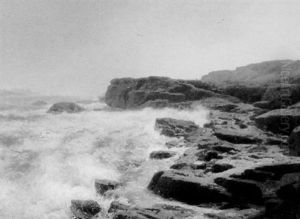 A Coast Near Portland, Maine (crashing Wave) by Hermann Herzog