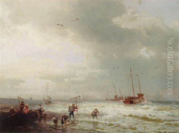 Fisherman By The Shore Of A Stormy Sea - view 1