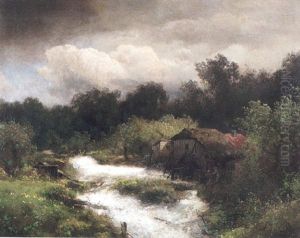 Old Mill With Storm Clouds by Hermann Herzog