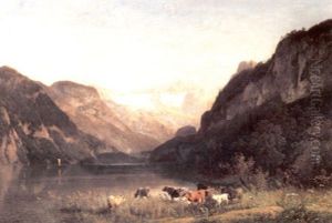 Cattle Beside An Alpine Lake