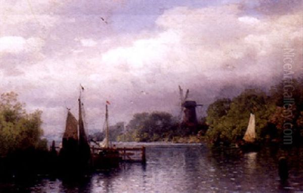Blick Uber Die Besonnte Schelde Mit Segelbooten Und Windmuhle - view 1