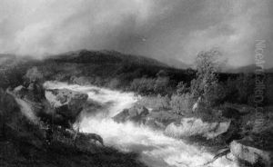 Wildwasser Im Norwegischen Hochland by Hermann Herzog