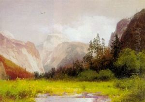 South Dome And Royal Arch With Half Dome Beyond, Yosemite by Hermann Herzog