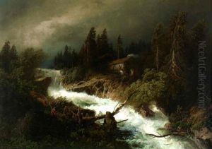 Fishing By The Mill by Hermann Herzog