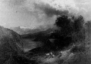 Landscape With Shepherd And Flock by Hermann Herzog