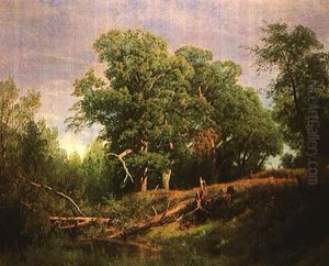 Landscape With Prancing Deer by Hermann Herzog