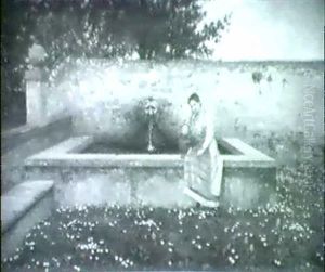Frau Am Brunnen by Hermann Herzog