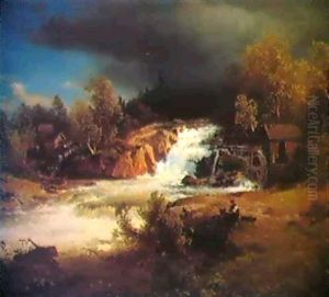 Fishing By The Lumber Mill by Hermann Herzog