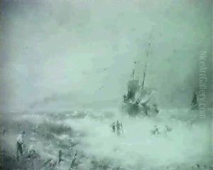 Fishing In Rough Coastal Seas by Hermann Herzog