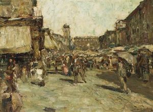 Market Scene by Lewis E. Herzog