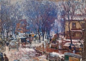 City In Winter by Lewis E. Herzog