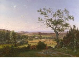 Landscape: Farm In The Genesee Valley, New York by Benedikt Franz Hess