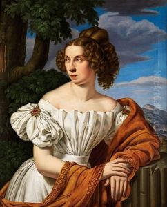 Bildnis Einer Dame Vor Landschaftshintergrund, Um 1826 by Heinrich Maria von Hess