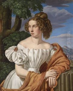 Bildnis Einer Dame Vor Landschaftshintergrund