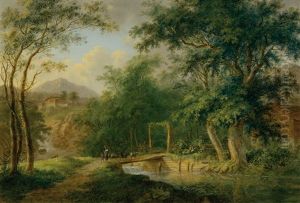 The Rhine Bridge In The Medelsertal by Ludwig Hess