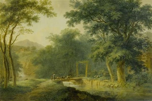 Bauernfamilie Mit Ziegen Auf Der Brucke - view 1