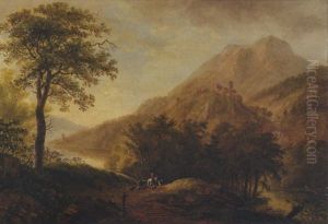 Landschaft Mit Berg Und Burg by Ludwig Hess