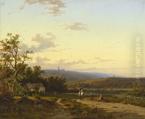 Sonnige Abendlandschaft Mit Einem Reiter