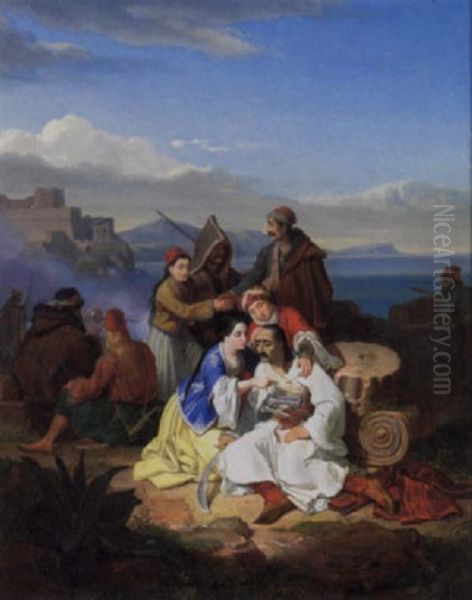 Women Attending A Wounded Turkish Soldier With An Extensive Landscape Beyond - view 1