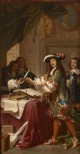 Etude Pour Louis Xiv Signant Les Ordonnances Constitutives De La Marine by Alexandre-Jean-Baptiste Hesse