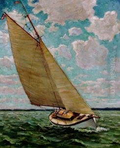Segelschiff Bei Starker Brise Segelschiff Bei Starker Brise