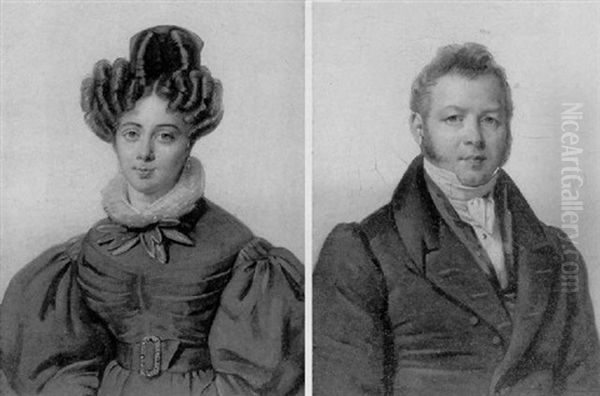 Portrait De Femme A La Robe A La Collerette De Dentelle - view 1