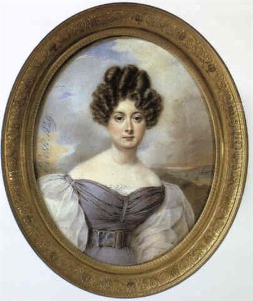 Portrait De Femme En Robe Mauve - view 1