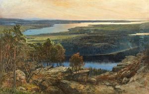Landskapsbild Fran Dalsland I Morgonljus by Otto Hesselbom