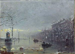 Les Inondations A Paris En Hiver by Antoine Barbier