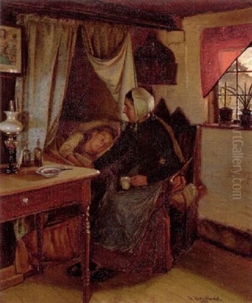 En Mor Ved Datterens Sygeseng - view 1