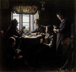 En Fiskerfamilie Ved Vesperkosten by Hans Andreasen Hessellund