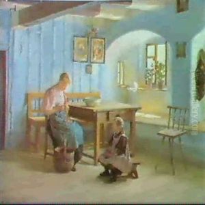 Preparing The Meal by Gustav August Hessl