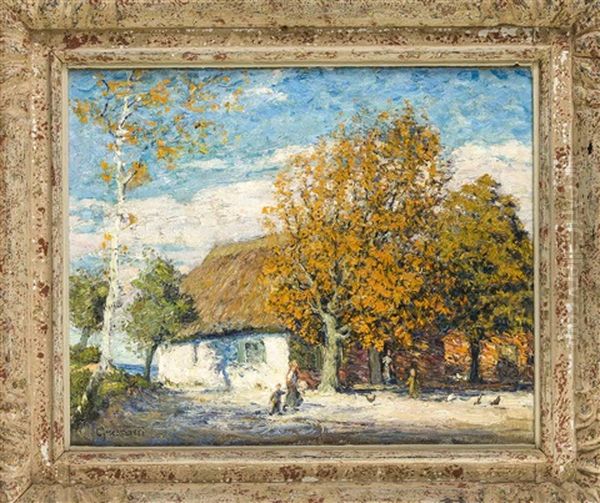 Bauernkate Im Herbst Mit Staffagefiguren - view 1