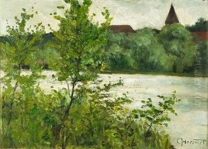 Markische Dorflandschaft Am Wasser by Carl Hessmert
