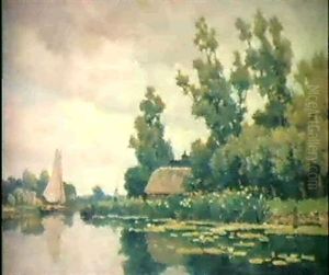 Flusslandschaft Mit Segelboot by Johannes Albertus Hesterman Jr.