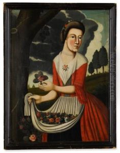 Portrait Of Catherine Clinton Heston (1755-1804) With An Apron Full Of Flowers