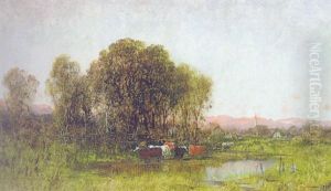 Kuhe An Der Tranke by Eugen Hettich