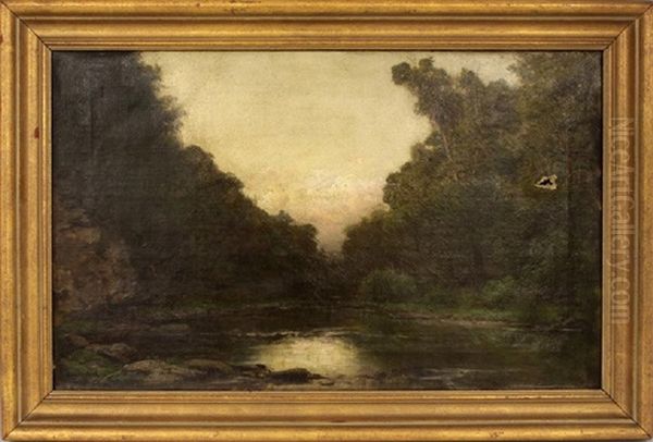 Pond In The Woods, Sunset by George Hetzel
