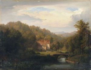 Landliches Gehoft Aus Der Umgebung Von Dusseldorf by Friedrich Heunert