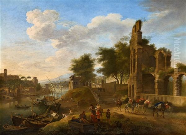 A Fanciful View Of Tevere With The Ripa Grande - view 1