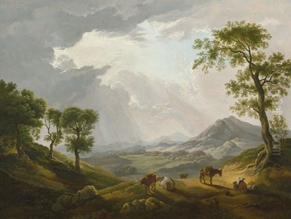 Italianisante Landschaft Mit Viehhirtin - view 1