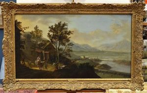 Mountain Landscape With Villagers